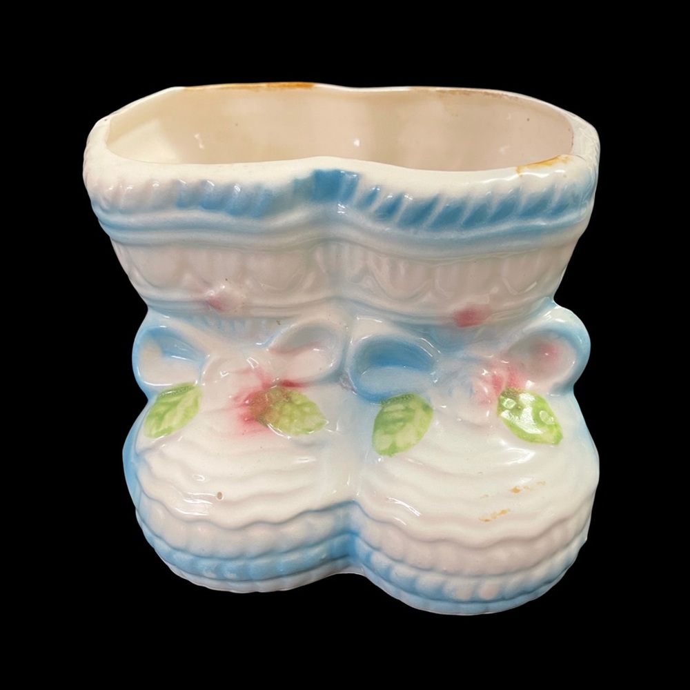 Vintage RUBENS Porcelain Baby Booties Planter